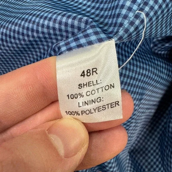 NEW Saddlebred Mens 48R Navy Blue Cotton Blazer Sport Coat Jacket Gingham Lining